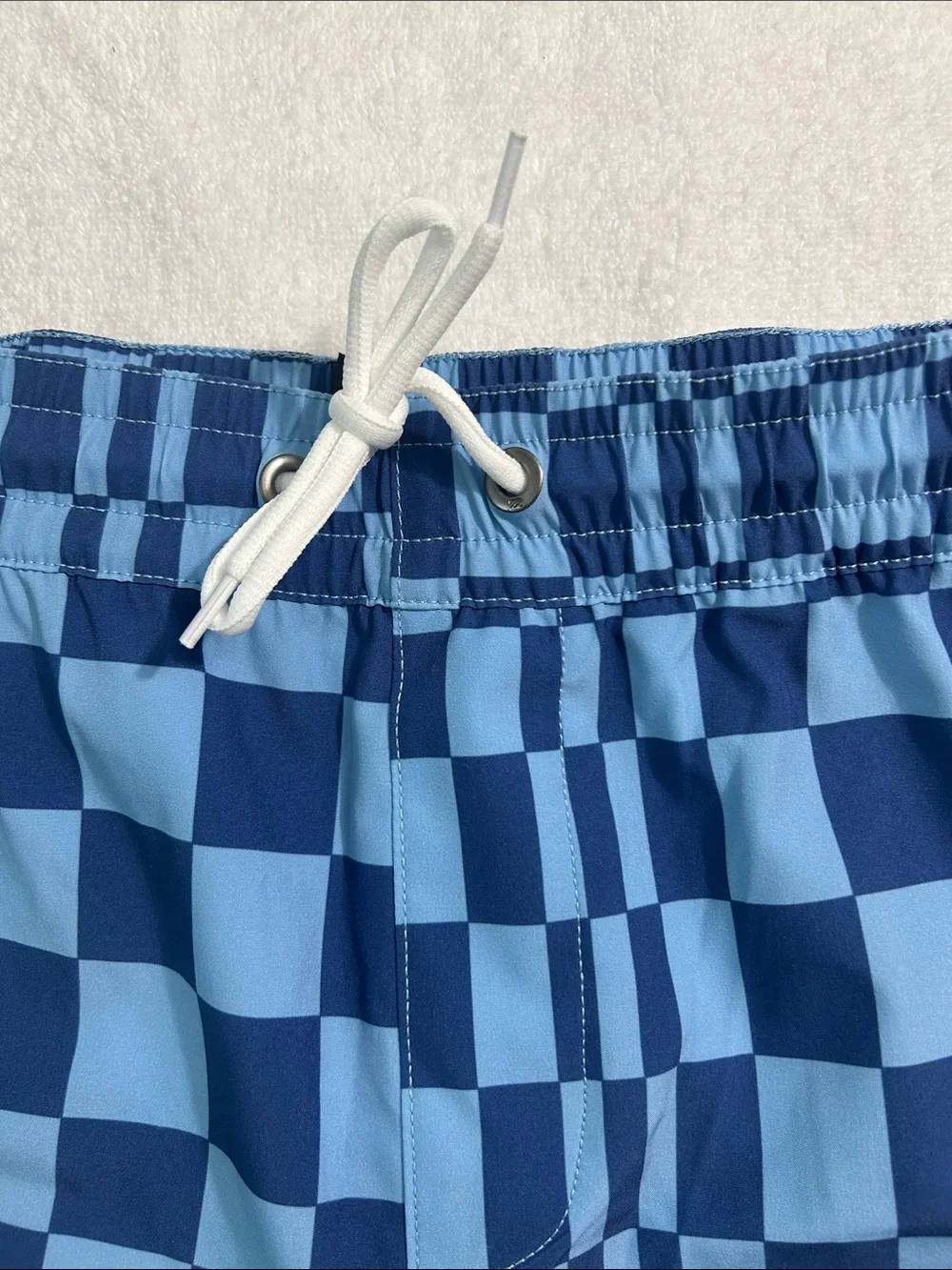 Billabong Small Trunks Travis in Faded Denim blue geometric windowpane check NWT